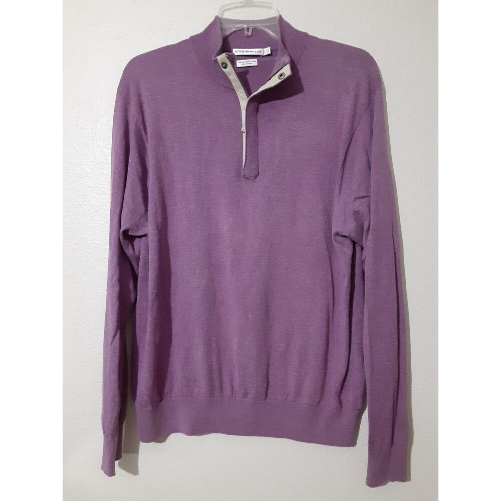 Peter Millar Sweater Men's L Pink Cashmere Silk Pullover 1/4 Zip Golf